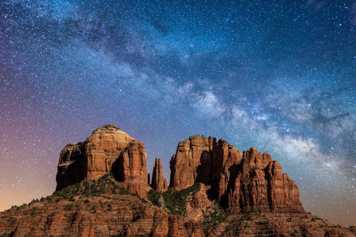 below the milky way at cathedral rock