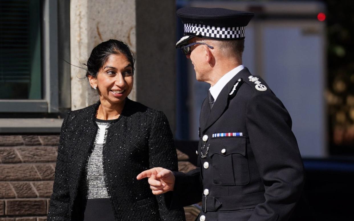 Suella Braverman with Metropolitan Police Commissioner Sir Mark Rowley - Kirsty O'Connor/PA