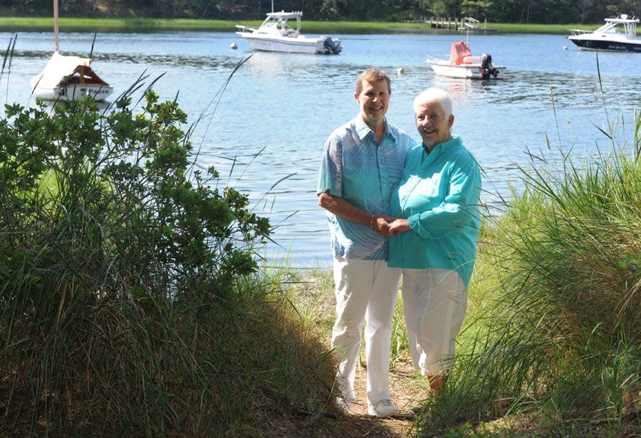 Linda and Gloria Bailey-Davies of Orleans, shown here on Aug. 1, 2013, say they are relieved Congress passed the Respect for Marriage Act on Thursday, President Joe Biden said he will sign the bill. The couple has been together for 52 years.