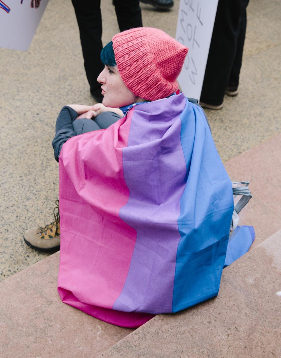 A rainbow flag, a pink hat – America’s very colorful