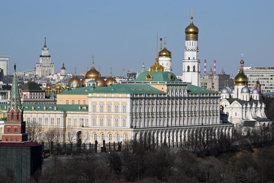 A view shows the Kremlin in downtown Moscow on March 27, 2024. (AFP via Getty Images)