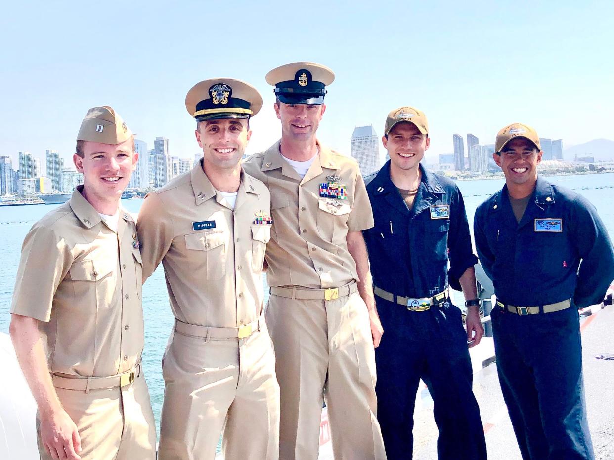 Kent Hippler, second from left, literally "saw the world" during his five active duty years both ashore and underway.  "But the best part," he said, "was serving with some of the very finest people I shall ever know."