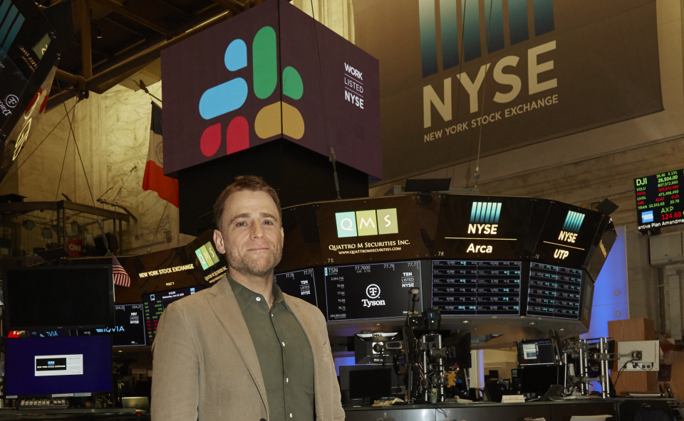 Stewart Butterfield on the floor of the NYSE