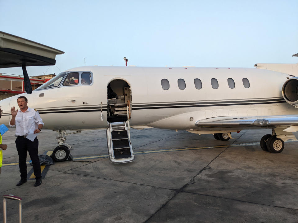 The plane used to transport Andrea Prudente from Malta to Spain to receive life-saving abortion care. (Courtesy Jay Weeldreyer)