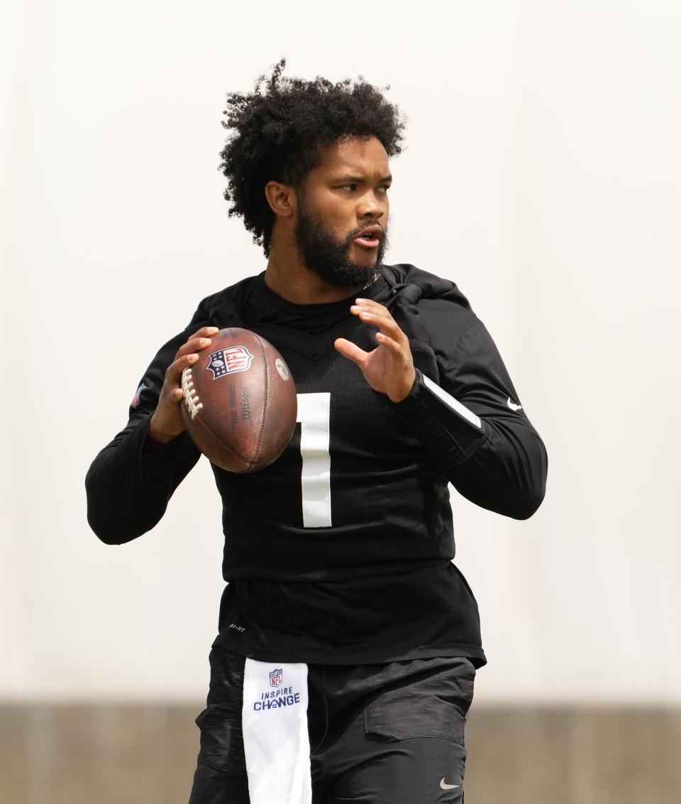 Arizona Cardinals quarterback Kyler Murray (1) during organized team activities in Tempe on May 20, 2024.