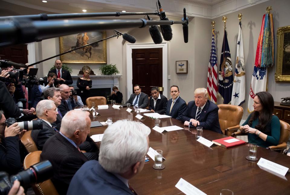 <span class="s1">President Trump speaks during a meeting on prison reform at the White House on Jan. 11. (Photo: Saul Loeb/AFP/Getty Images)</span>