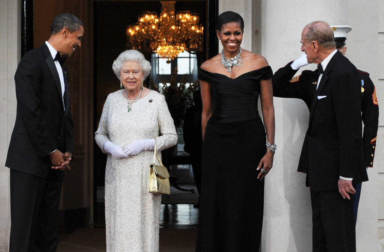 President Barack Obama and Michelle Obama with Queen Elizabeth and Prince Philip in 2011 (Jewel Samad / POOL/AFP via Getty Images)