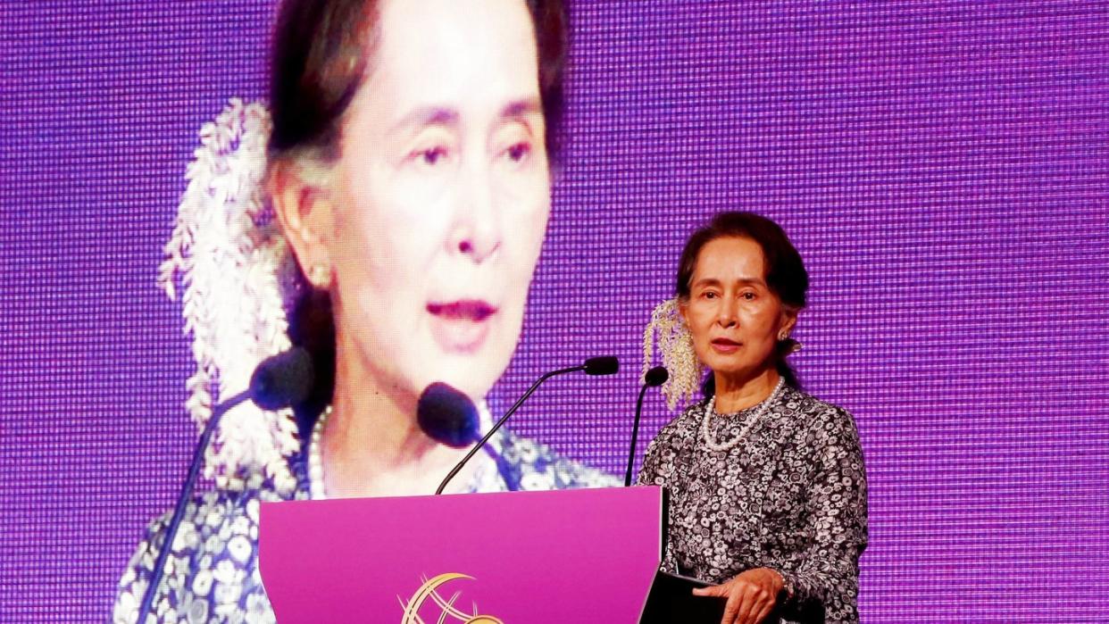 Aung San Suu Kyi, Regierungschefin von Myanmar, ist nicht mehr «Botschafterin des Gewissens». Foto: Bullit Marquez/AP