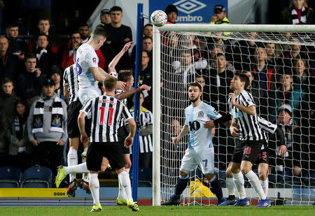 Soccer Football - FA Cup Third Round Replay - Blackburn Rovers v Newcastle United - Ewood Park, Blackburn, Britain - January 15, 2019 Blackburn Rovers' Darragh Lenihan scores their second goal REUTERS/Andrew Yates