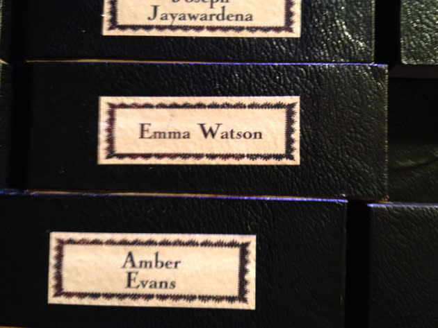 <b>Harry Potter Studio Tour</b><br><br> Emma Watson's wand box. <br><br>[Related feature: <a href="http://uk.movies.yahoo.com/harry-potter-studio-tour-review.html" data-ylk="slk:Harry Potter Studio Tour review;elm:context_link;itc:0;sec:content-canvas;outcm:mb_qualified_link;_E:mb_qualified_link;ct:story;" class="link  yahoo-link">Harry Potter Studio Tour review</a>]