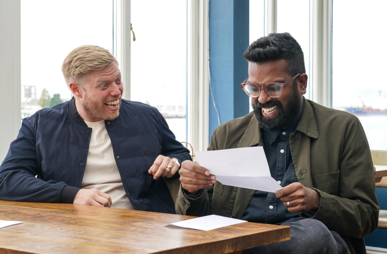 Rob Beckett and Romesh Ranganathan explore their family trees. (ITV)