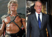 <b>Dolph Lundgren</b><br><br> Lundgren is better known for his role as Ivan Drago in ‘Rocky IV’ opposite Sly Stallone but here he in 1987’s ‘Masters of the Universe’ sporting an outfit that would get you arrested, apart from maybe in Holland. Ol’ Dolph may be a suavest of all the Expendables, he certainly knows how to wear a suit.