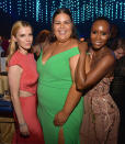 <p>The women of <em>Glow</em> — actresses Betty Gilpin, Britney Young, and Sydelle Noel — bonded at the Governors Ball. (Photo: Matt Winkelmeyer/WireImage) </p>