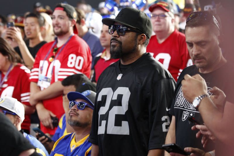 Rapper and actor Ice Cube, a co-founder of the BIG3, wants Iowa basketball star Caitlin Clark to join the 3-on-3 league. File Photo by James Atoa/UPI