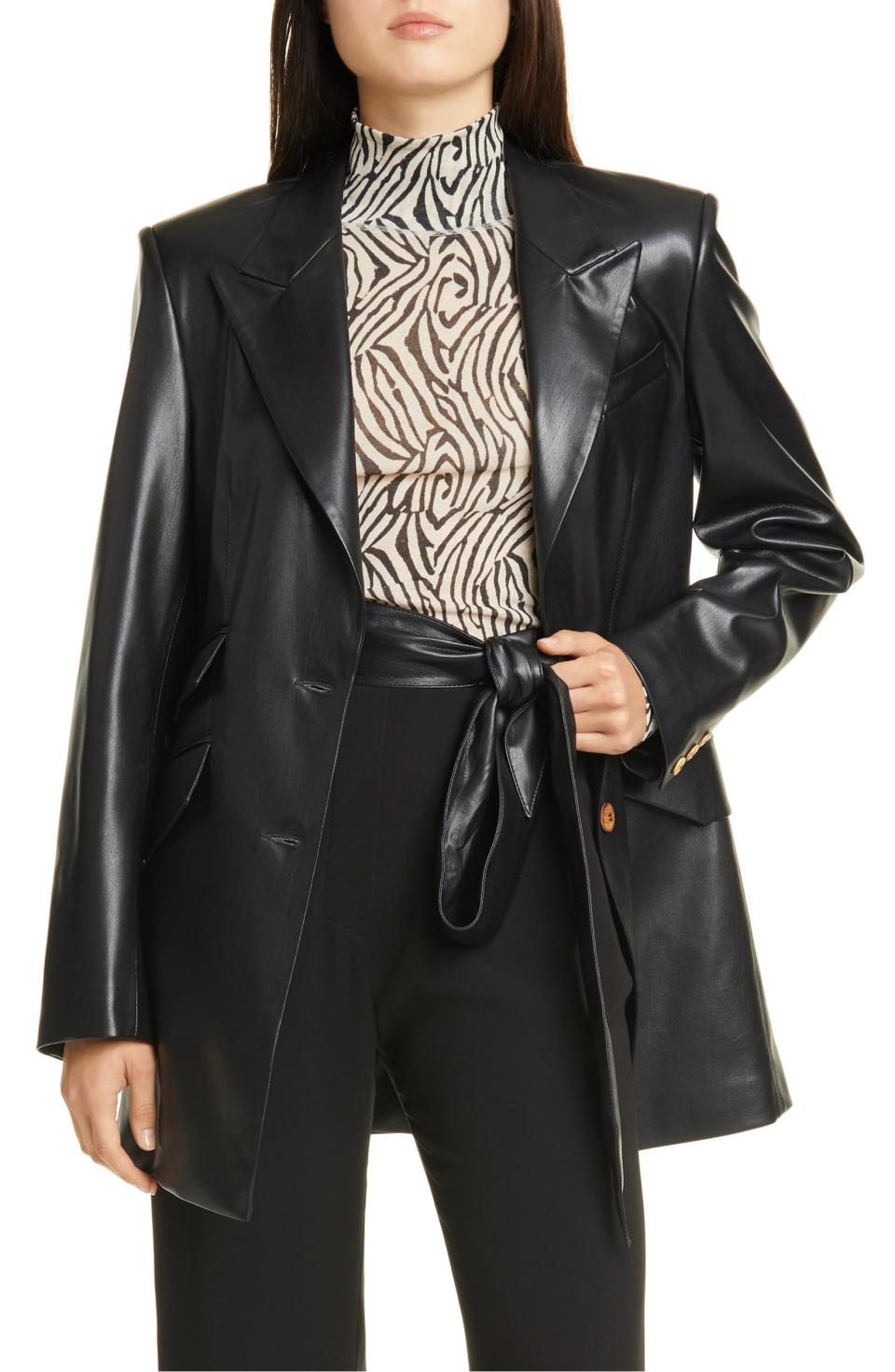 Nanushka vegan leather blazer (Photo via Nordstrom)