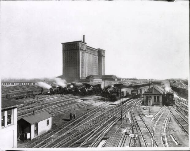 A historic photo of Michigan Central when it served as a railroad depot.