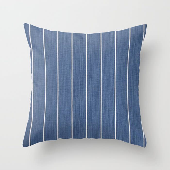 Denim Pillow with white pinstripes