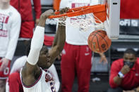 Illinois's Kofi Cockburn dunks during the first half of an NCAA college basketball game against Ohio State at the Big Ten Conference championship, Sunday, March 14, 2021, in Indianapolis. (AP Photo/Darron Cummings)