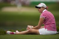 美國好手Paula Creamer，最著名的就是使用粉紅色的高爾夫球，搭配鮮豔的服裝，總是能吸引球迷的目光。(Photo by Victor Fraile/Getty Images)