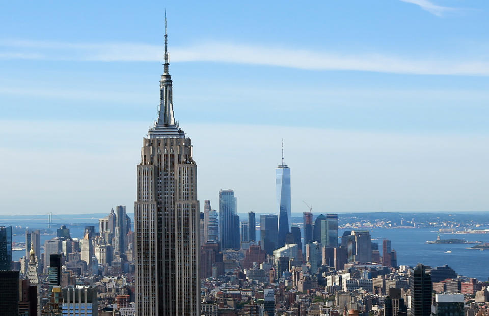 <p>One World Trade Center is seen towering above the landscape in lower Manhattan behind the Empire State Building, Sept. 1, 2017. (Photo: Gordon Donovan/Yahoo News) </p>