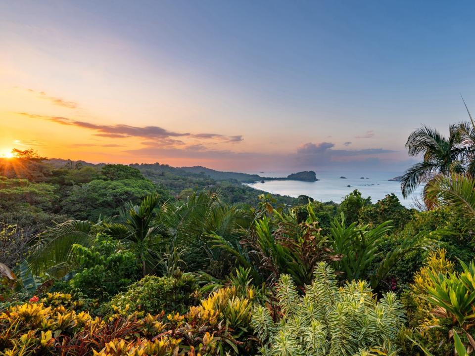 Vibrant Sunrise over the Wild Untamed Coastal Beauty of Manuel Antonio National Park on the Pacific Coast of Costa Rica