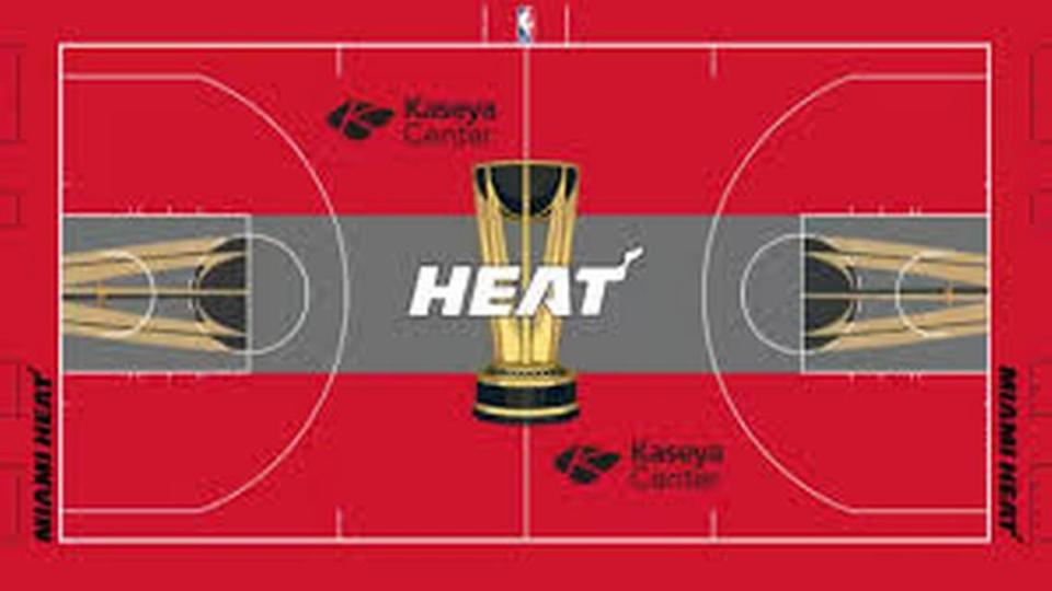 The Miami Heat’s court design for its games during the NBA In-Season Tournament starting Friday night.