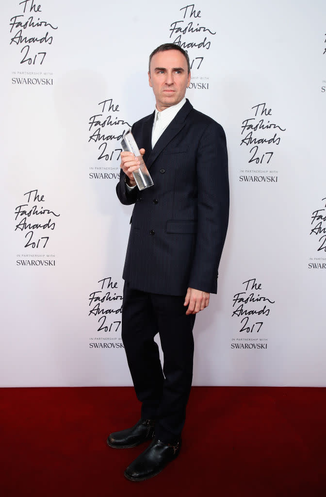 <p>Raf Simons took home the Designer of the Year Award for his dedication to Calvin Klein. <em>[Photo: Getty] </em> </p>