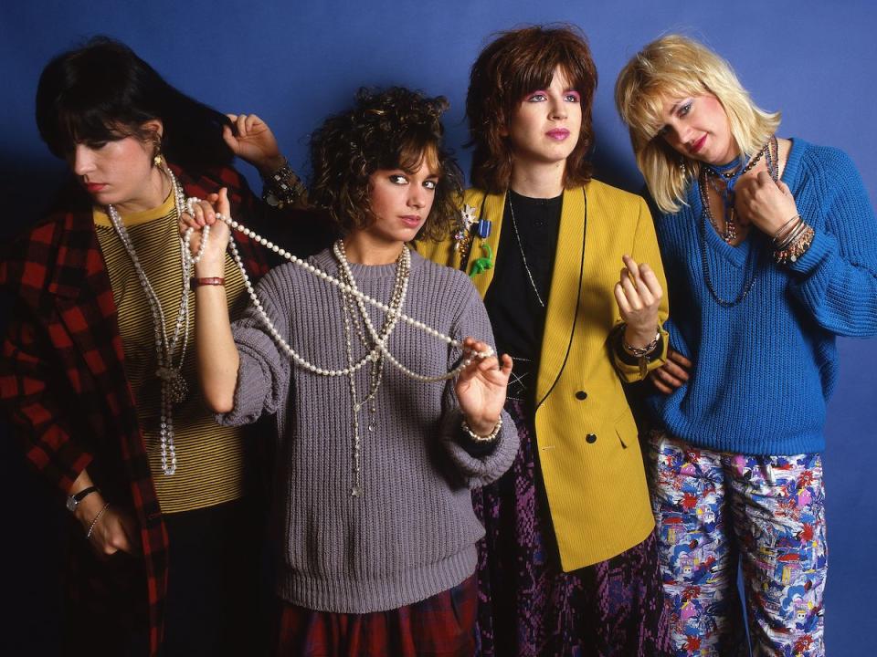 The Bangles - Vicki Peterson, Susanna Hoffs, Michael Steele and Debbi Peterson in 1985