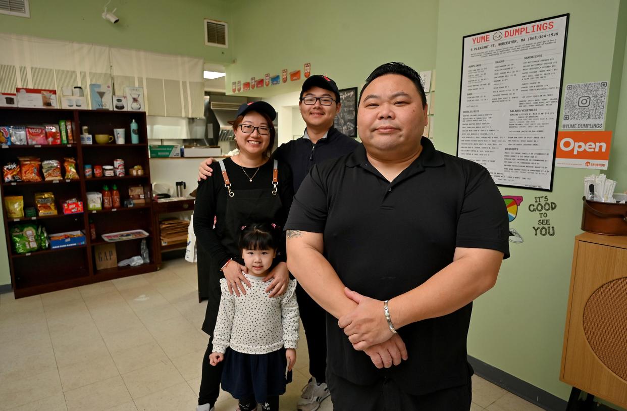 Samuel Cheng, managing partner of Yume Dumplings, with his wife, Crystal, son, Evan, 15, and daughter Lydia, 4.