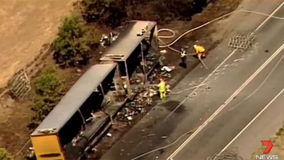 The 51-year-old truck driver was located on a farm 20km away. Picture: 7 News