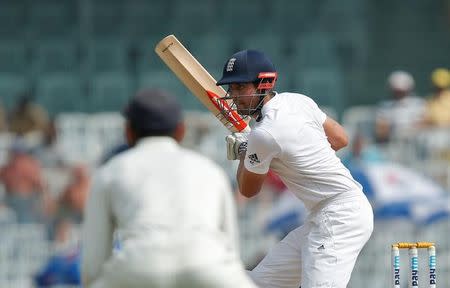 Cricket - India v England - Fifth Test cricket match - M A Chidambaram Stadium, Chennai - 20/12/16. England's captain Alastair Cook plays a shot. REUTERS/Danish Siddiqui
