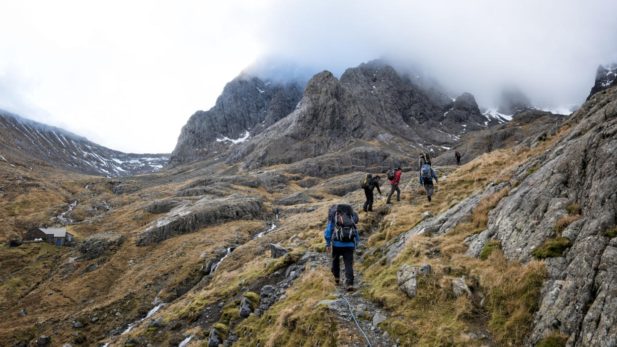  A group of hikers ascending Ben Nevis. 