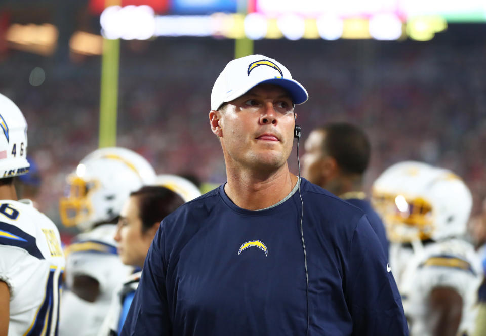 Philip Rivers, seen here in 2019, is now patrolling the sidelines as a high school football coach. (Mark J. Rebilas-USA TODAY Sports)