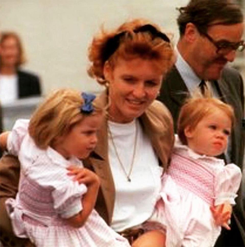 For Mother's Day in 2018, Eugenie celebrated Sarah Ferguson with this adorable photo of the Duchess of York with a <a href="https://www.instagram.com/p/BgLiVPygkQN/" rel="nofollow noopener" target="_blank" data-ylk="slk:daughter in each arm;elm:context_link;itc:0;sec:content-canvas" class="link ">daughter in each arm</a>. "Happy Mother's Day to my legend of a mother," she wrote.