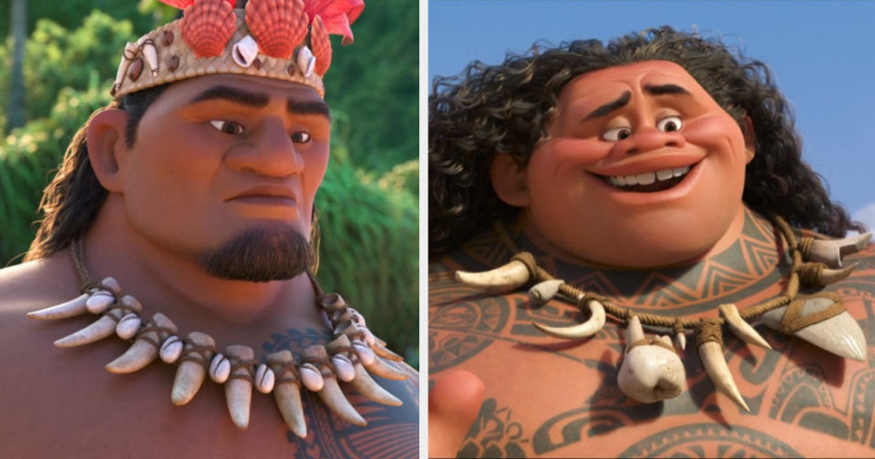 two cartoon characters wearing bone necklaces