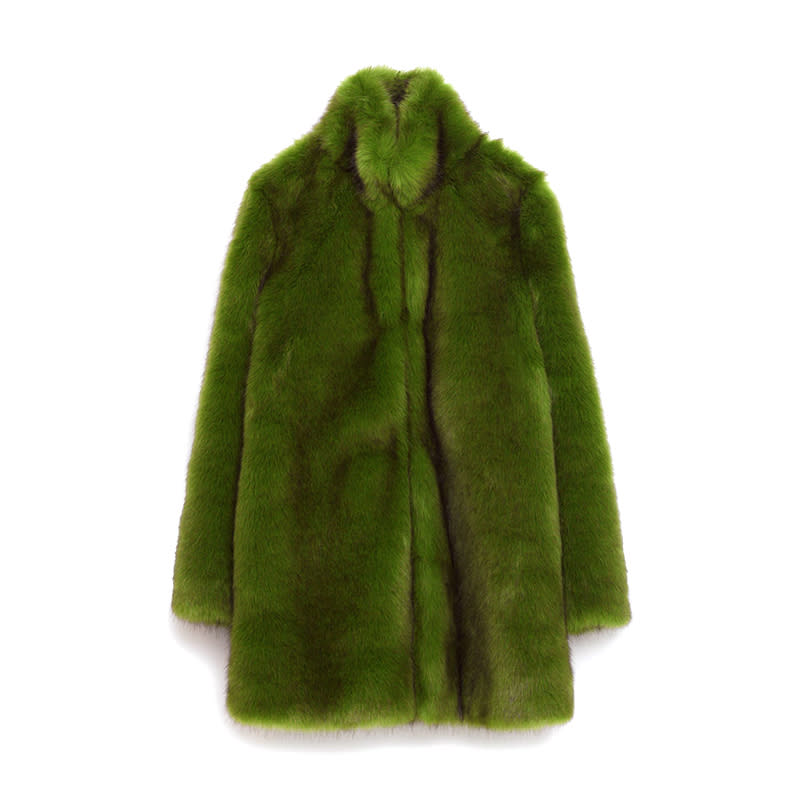 <a rel="nofollow noopener" href="http://www.zara.com/us/en/woman/outerwear/view-all/green-faux-fur-coat-c733882p3975003.html" target="_blank" data-ylk="slk:Green Faux Fur Coat, Zara, $189;elm:context_link;itc:0;sec:content-canvas" class="link ">Green Faux Fur Coat, Zara, $189</a>