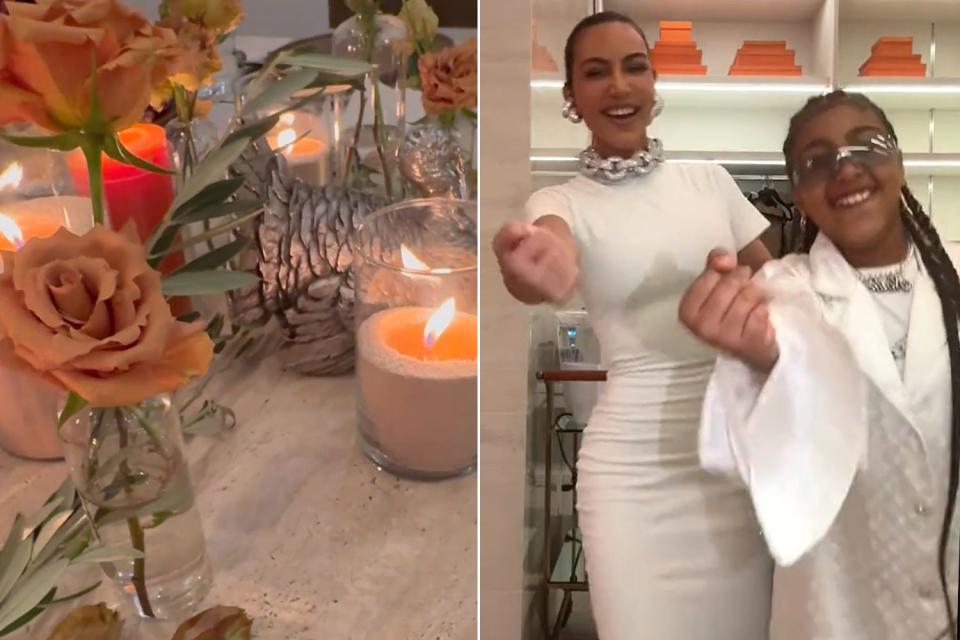 <p>Kim Kardashian Instagram; Kim and North TikTok</p> Kim Kardashian and her daughter North had plenty to be thankful for 