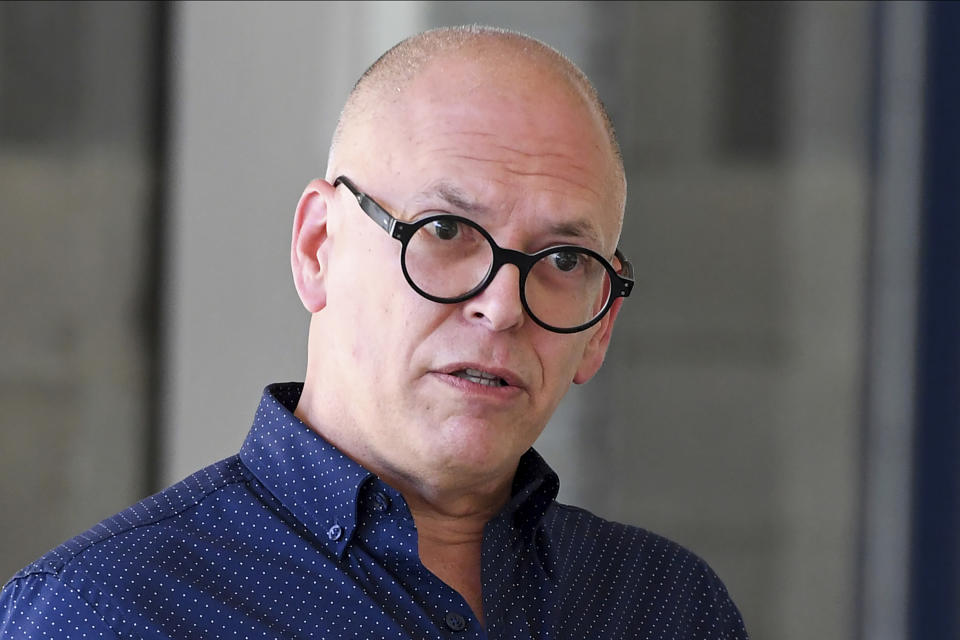 FILE - Ohio House District 89 Candidate Jim Obergefell speaks during a meeting of the Democratic Women of Erie County at Strickfaden Park, Monday, July 18, 2022, in Sandusky, Ohio. (AP Photo/Nick Cammett, File)