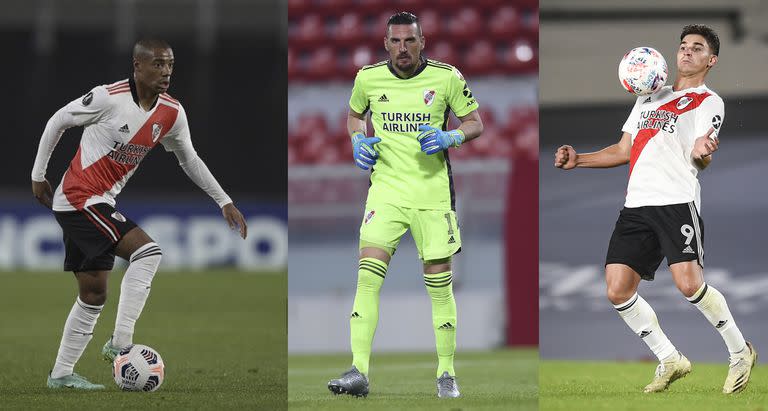 Nicolás de la Cruz, Franco Armani y Julián Álvarez, tres de los ausentes en River para el próximo partido por unirse a las selecciones