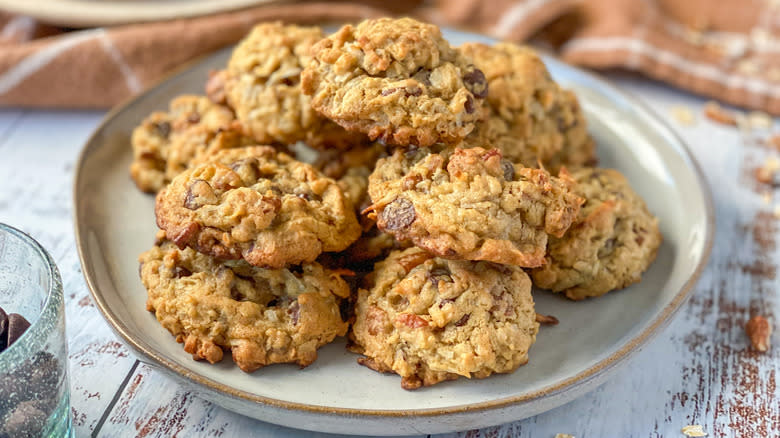 cowboy cookies on plate