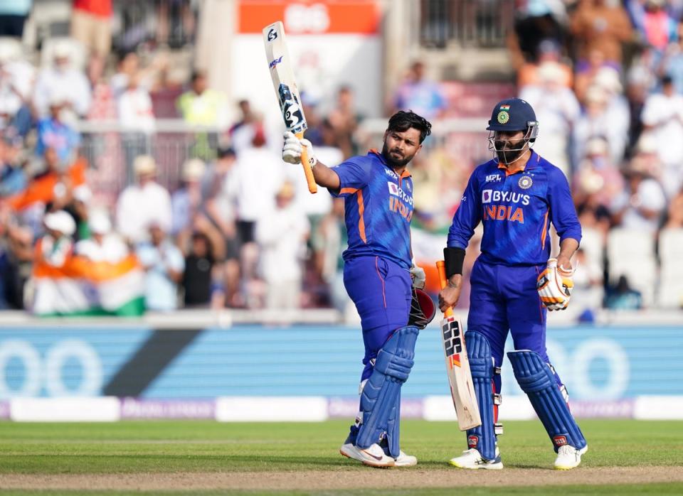 Rishabh Pant, left, registered his maiden ODI century (Mike Egerton/PA) (PA Wire)
