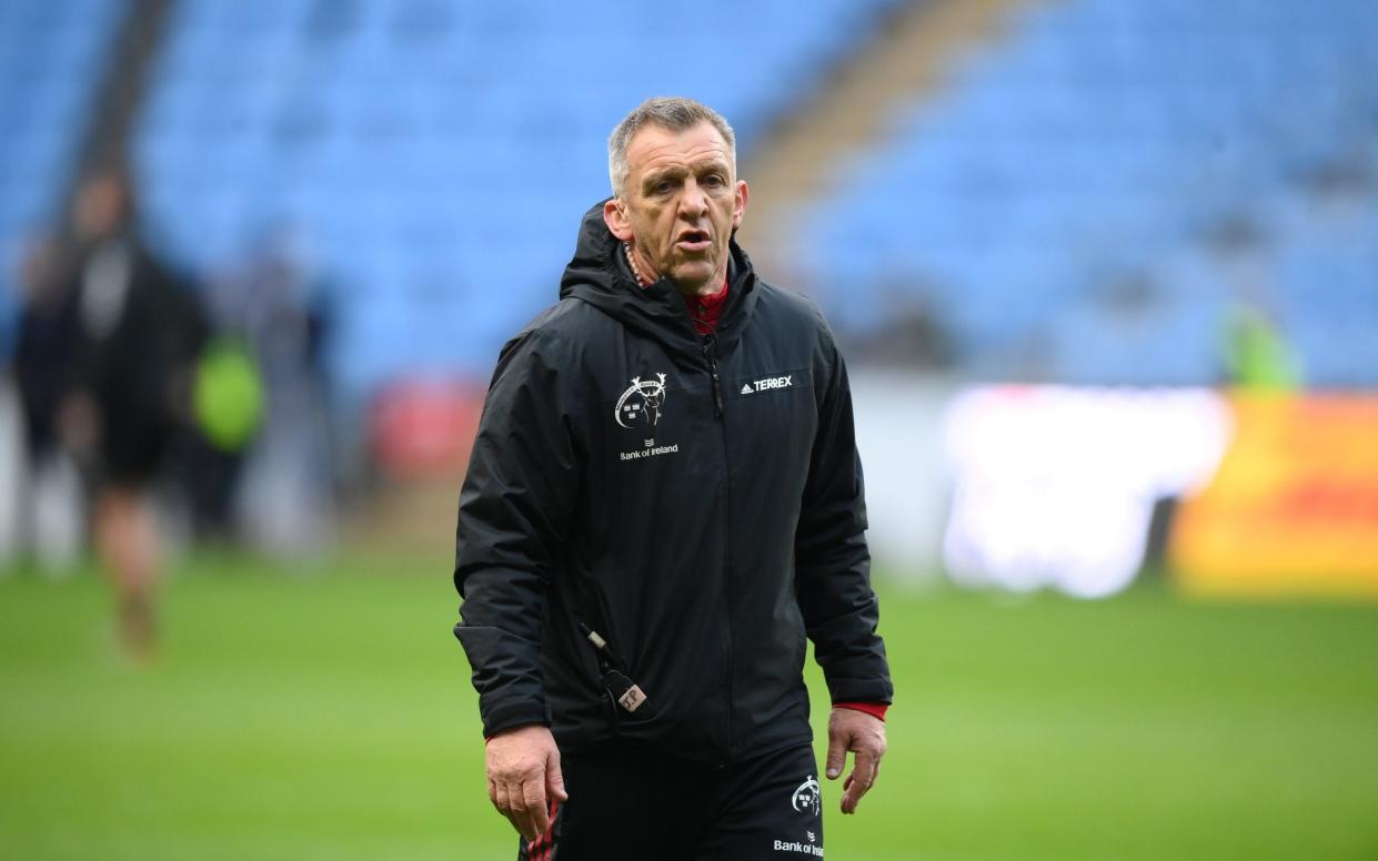 Greig Oliver, who worked for Irish side Munster, during a Heineken Champions Cup match against Wasps in Coventry