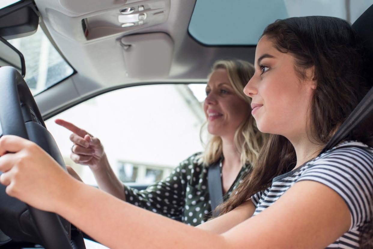 driver's education class: student and instructor in vehicle