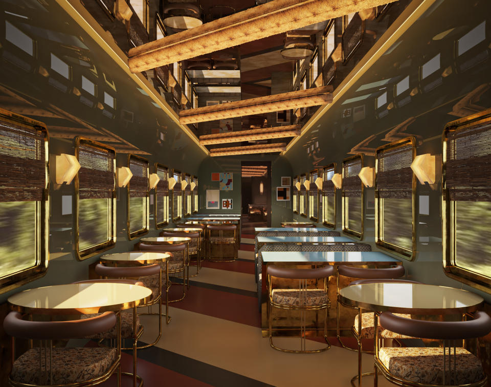 A rendering of the Orient Express “La Dolce Vita” train’s restaurant