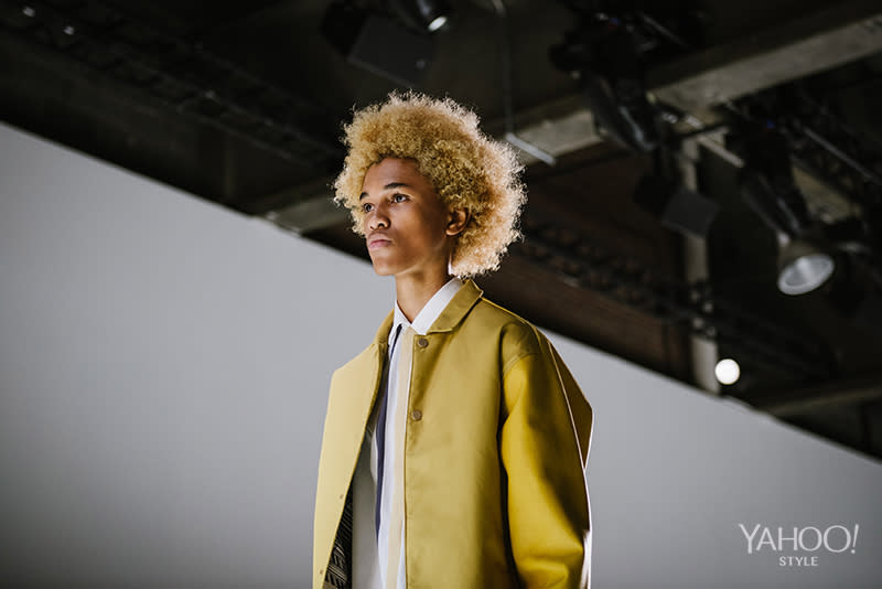 Model Michael Lockley looks mellow in yellow.