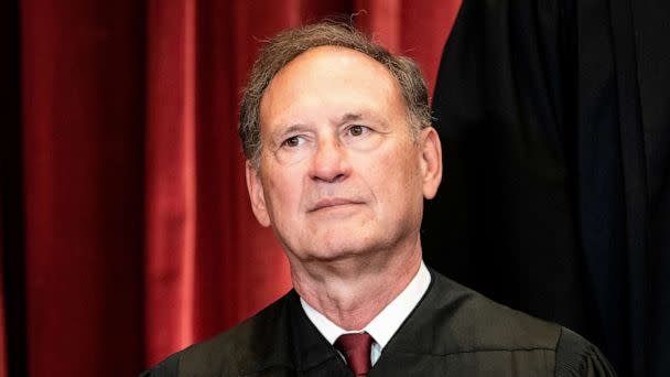 PHOTO: Associate Justice Samuel Alito poses during a group photo of the Justices at the Supreme Court in Washington, April 23, 2021. (Erin Schaff/Reuters, FILE)