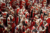 Guests in the House of Lords attend the official State Opening of Parliament in London, Monday Oct. 14, 2019. (Toby Melville/Pool via AP)