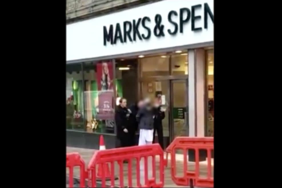 <p>The man was arrested at the store the day all of England’s shops reopend</p> (@StevieeeWx/Twitter)