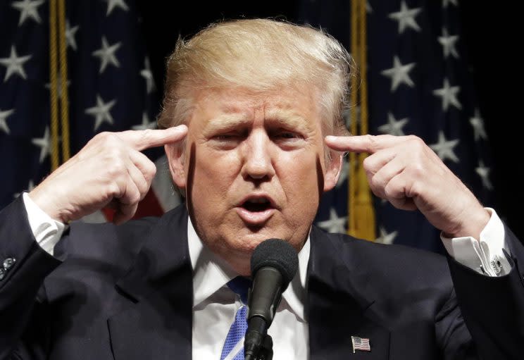 Donald Trump speaks at a rally in Council Bluffs, Iowa. (Photo: John Locher/AP)