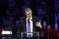 Geno Auriemma speaks during the "Celebration of Life for Kobe and Gianna Bryant" at Staples Center on February 24, 2020 in Los Angeles, California. (Photo by Kevork Djansezian/Getty Images)